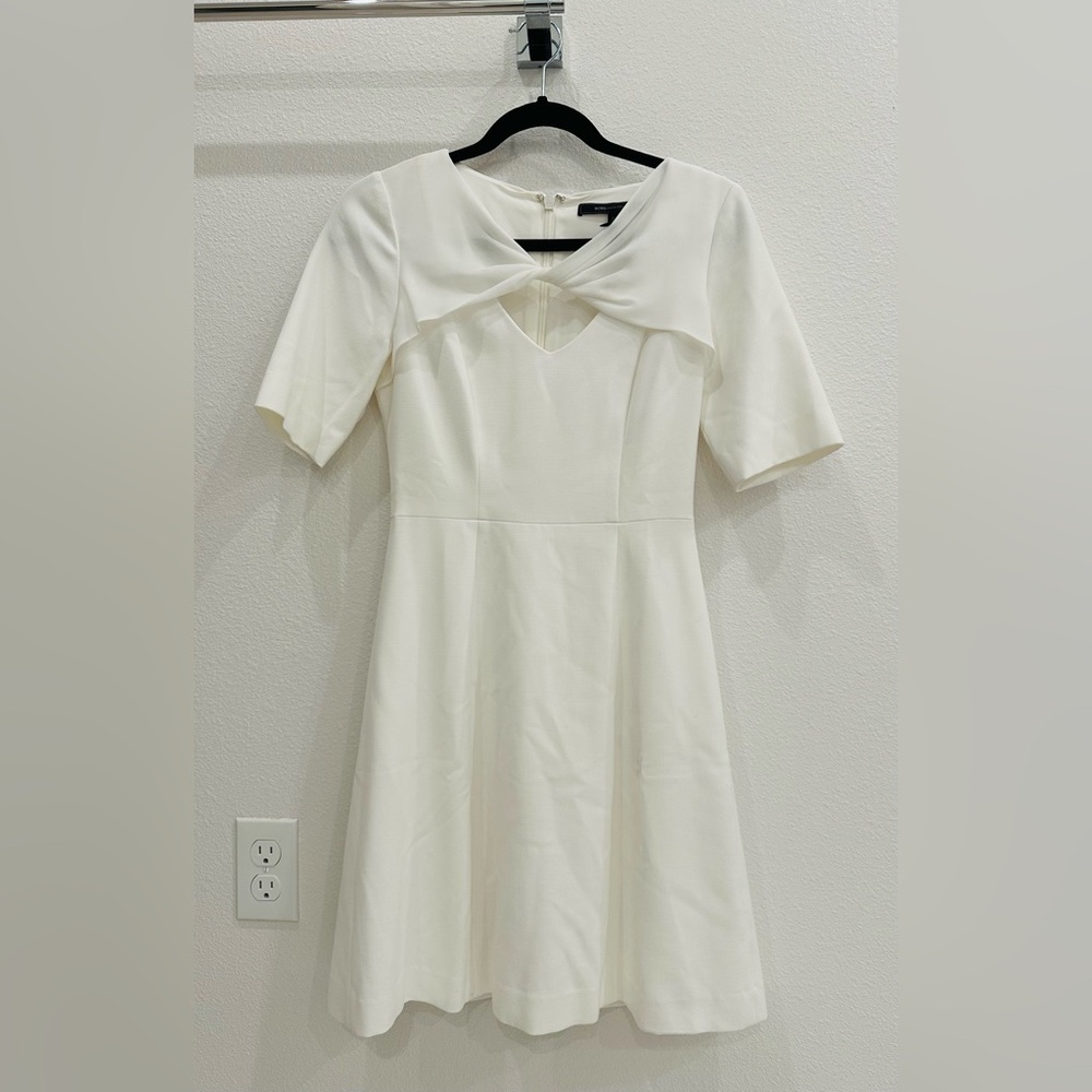 BCBGMaxAzria White Twist-Front Midi Dress
